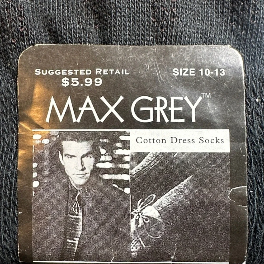 Vintage Max Grey Dress Socks‎ Mens 10-13 Black New Cotton Rich Formal